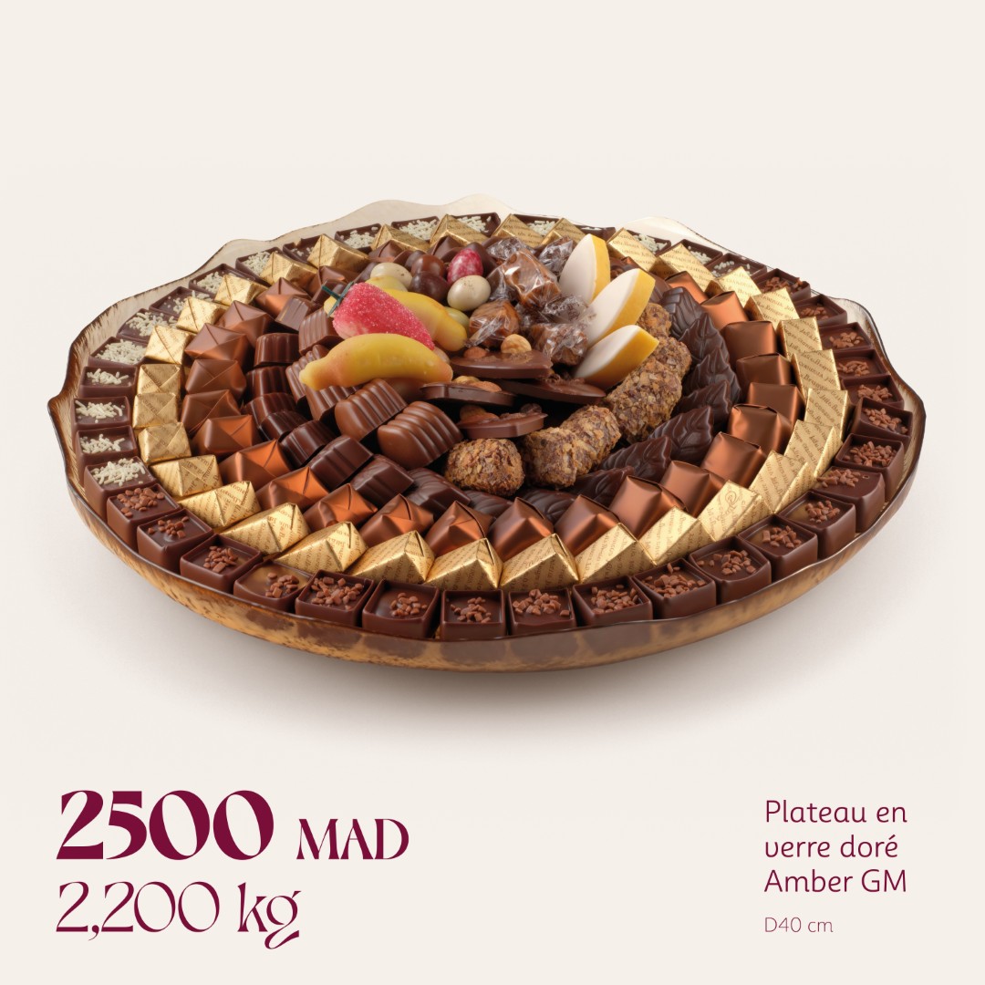 Plateau en verre doré Amber